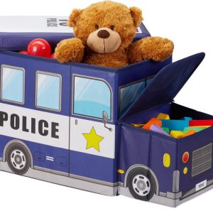 POUF COFFRE DE RANGEMENT DE JOUETS VOITURE DE POLICE