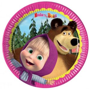 PACK DE DECORATION D’ANNIVERSAIRE COMPLET 91 PIECES THEME MASHA ET MISHKA