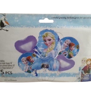 DECORATION D&rsquo;ANNIVERSAITE 5 BALLONS THEME FROZEN REINE DES NEIGES