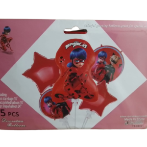 DECORATION D&rsquo;ANNIVERSAITE 5 BALLONS THEME MIRACULOUS LADYBUG