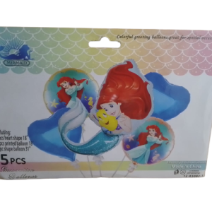 DECORATION D&rsquo;ANNIVERSAITE 5 BALLONS THEME SIRENE ARIEL