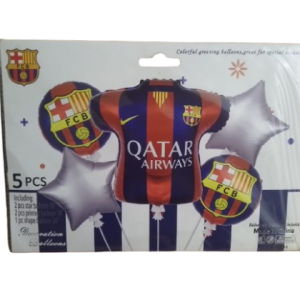 DECORATION D&rsquo;ANNIVERSAITE 5 BALLONS THEME FC BARCELONE