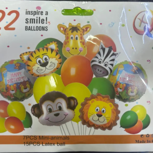 DECORATION D&rsquo;ANNIVERSAIRE 22 BALLONS ANIMAUX DE LA JUNGLE