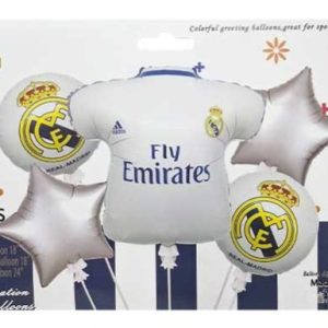 DECORATION D&rsquo;ANNIVERSAITE 5 BALLONS THEME REAL MADRID